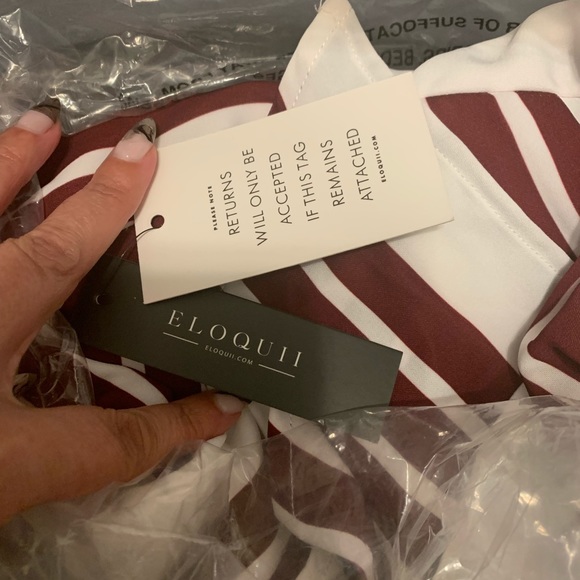 Eloquii - The Wild Stripe Wrap Top - White & Chocolate - Picture 6 of 7